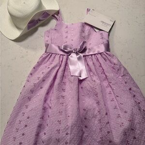 Bonnie Jean Purple Gingham Dress with Hat